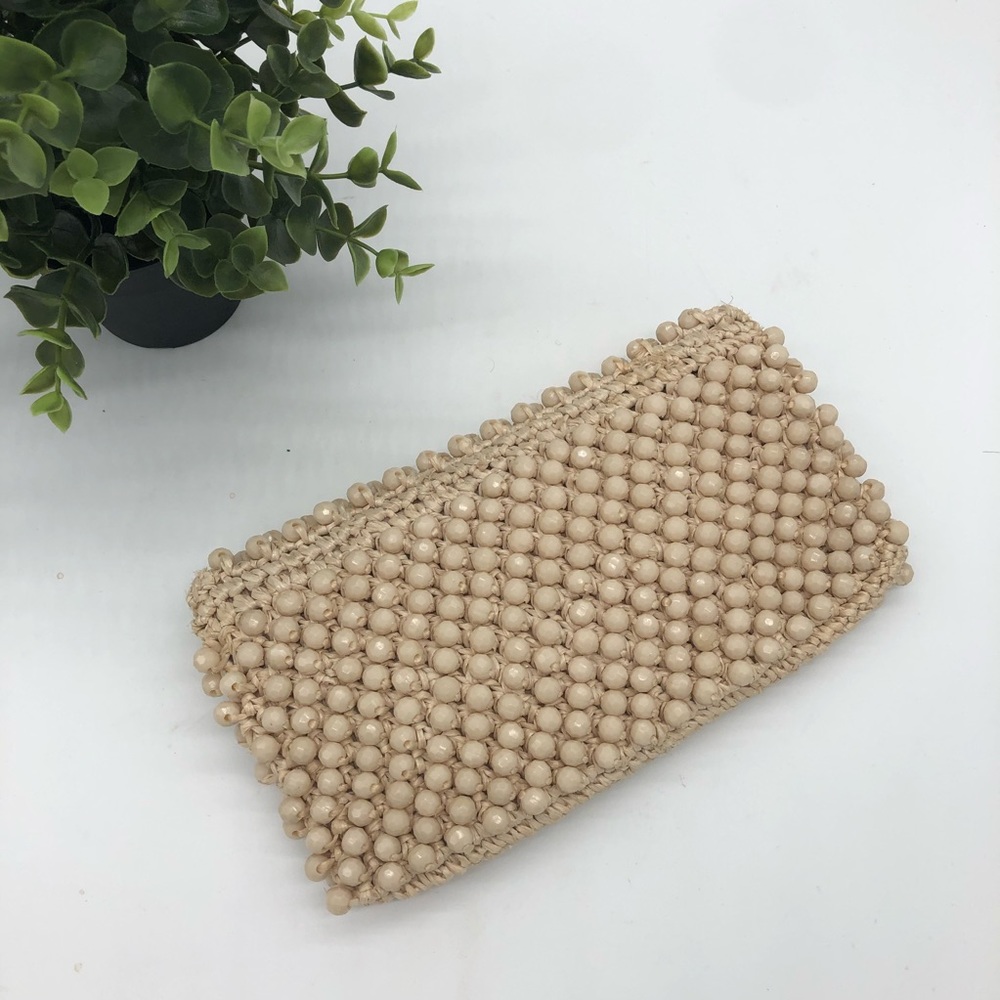 BOHEMIAN NWOT Macrame Beading Cream Colored Clutch - Picture 5 of 11
